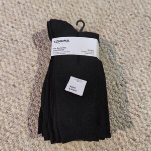 Sonoma Goods For Life Women's 5 Pack The Everyday Crew Socks Black Size 5-10